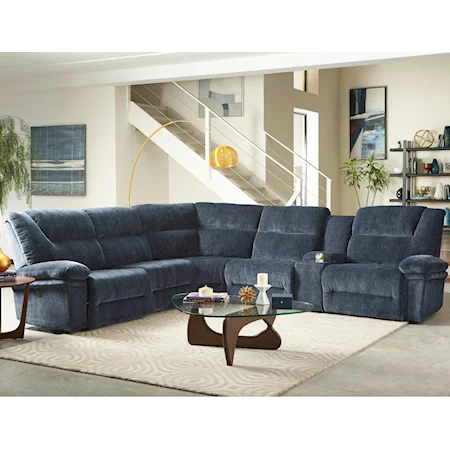 Six Piece Reclining Sectional Sofa with Cupholder Storage Console